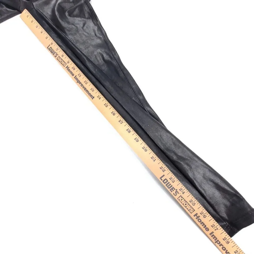SPANX Faux Leather High Rise Slim Compression Leggings Womens Medium Vegan Black